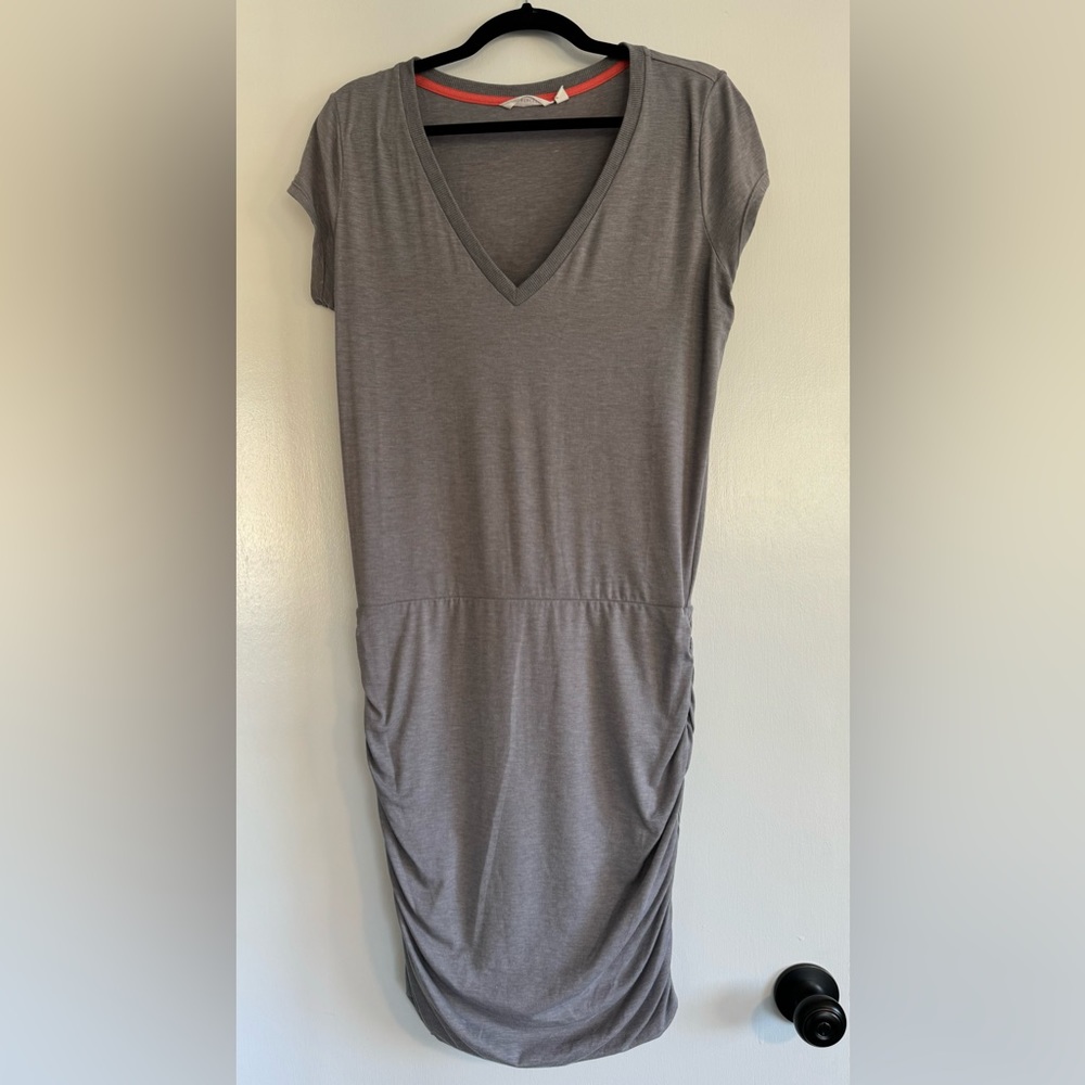 Athleta Cotton Ruched Midi Dress Grey